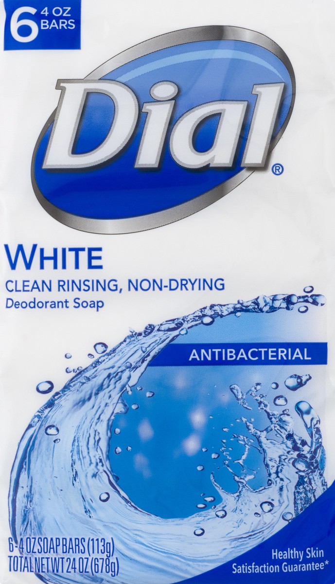 slide 1 of 9, Dial Antibacterial White Deodorant Soap 6 ea, 6 ct