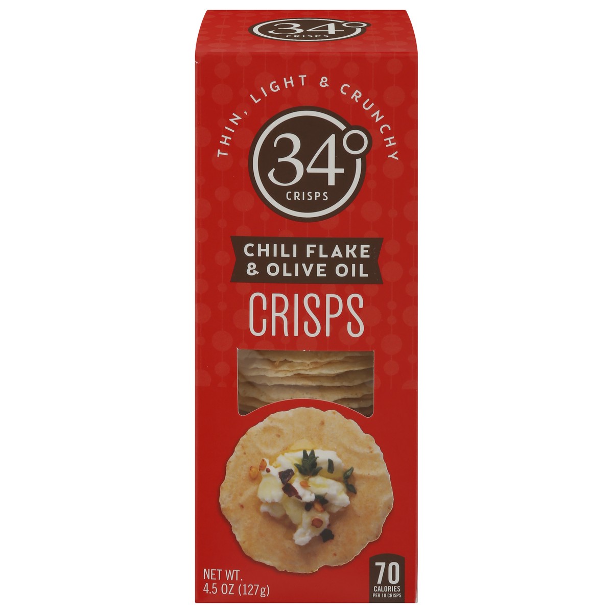 slide 11 of 16, 34 Degrees Chili Flake & Olive Oil Crisps 4.5 oz, 1 ct