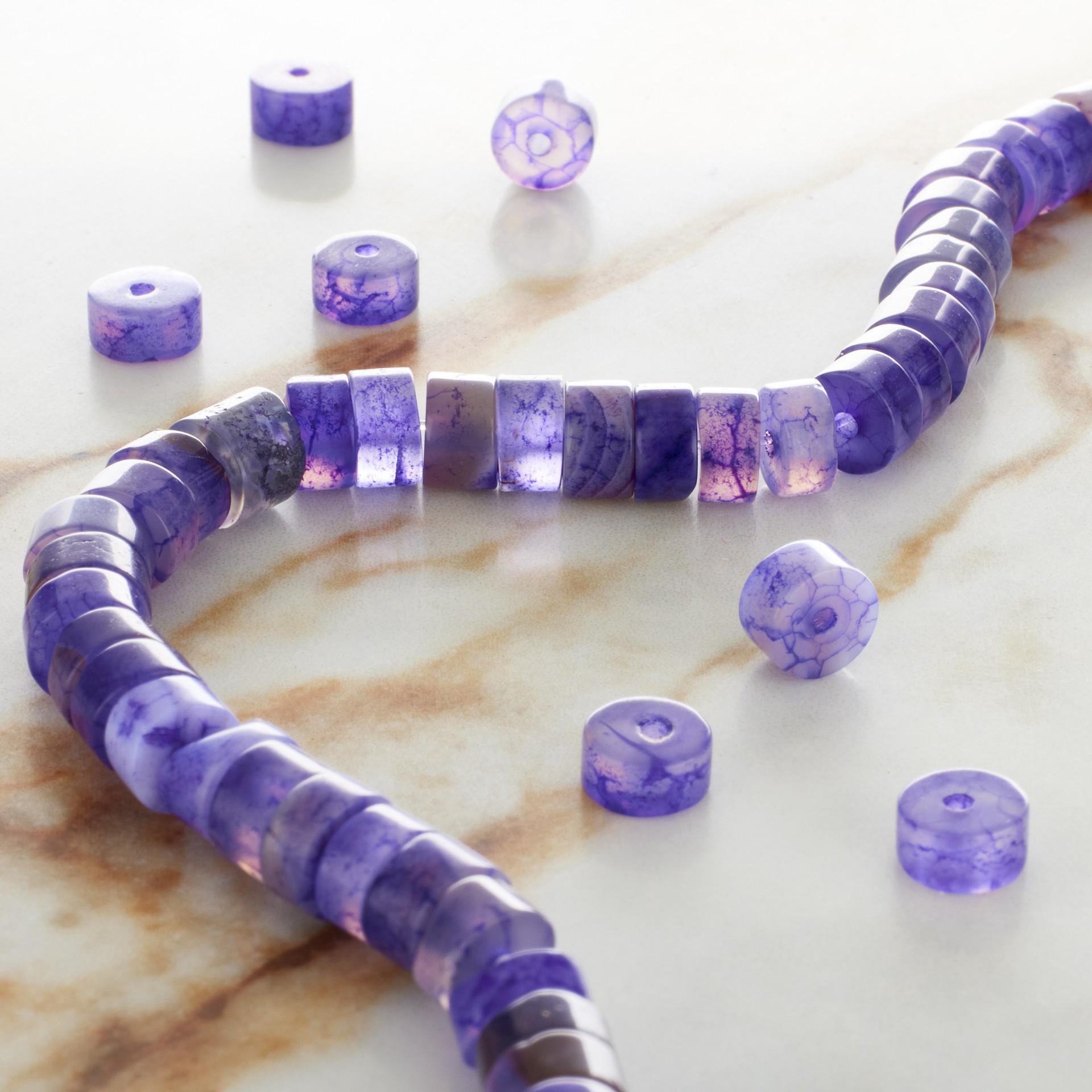slide 2 of 3, Purple Agate Heishi Beads By Bead Landing, 6 mm