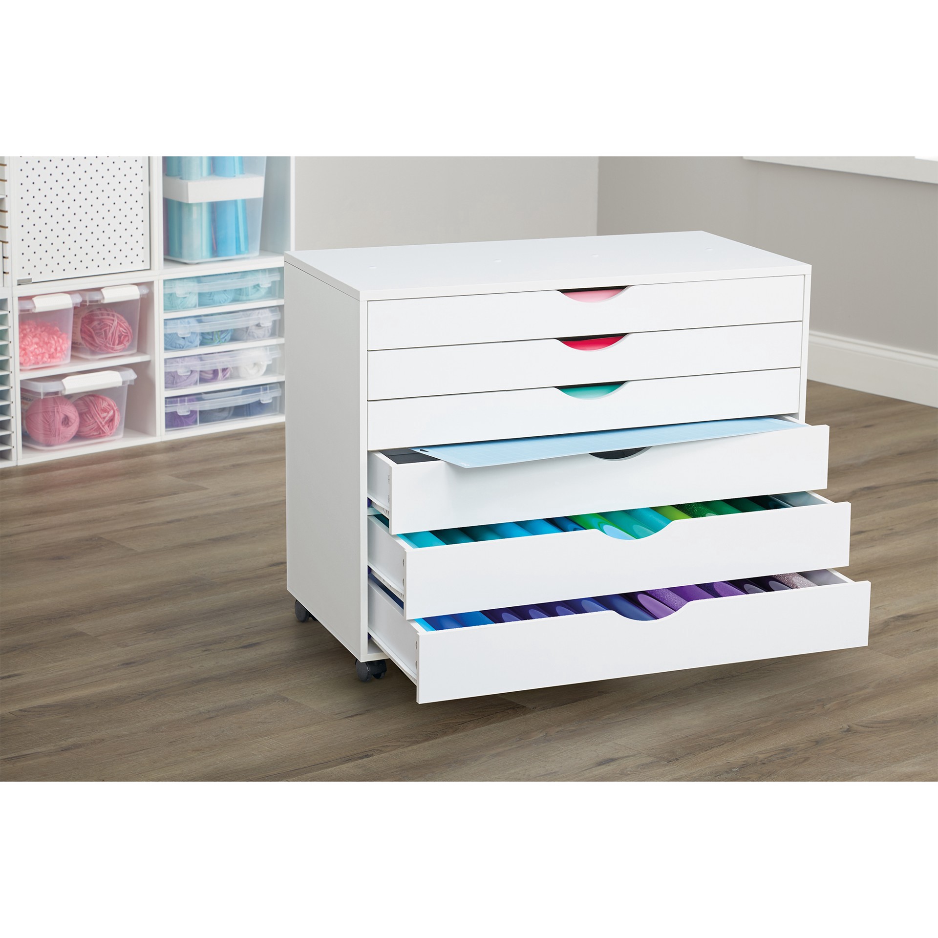 slide 2 of 3, Modular Wide Mobile Chest By Simply Tidy, 32 in x 16 in x 26 in