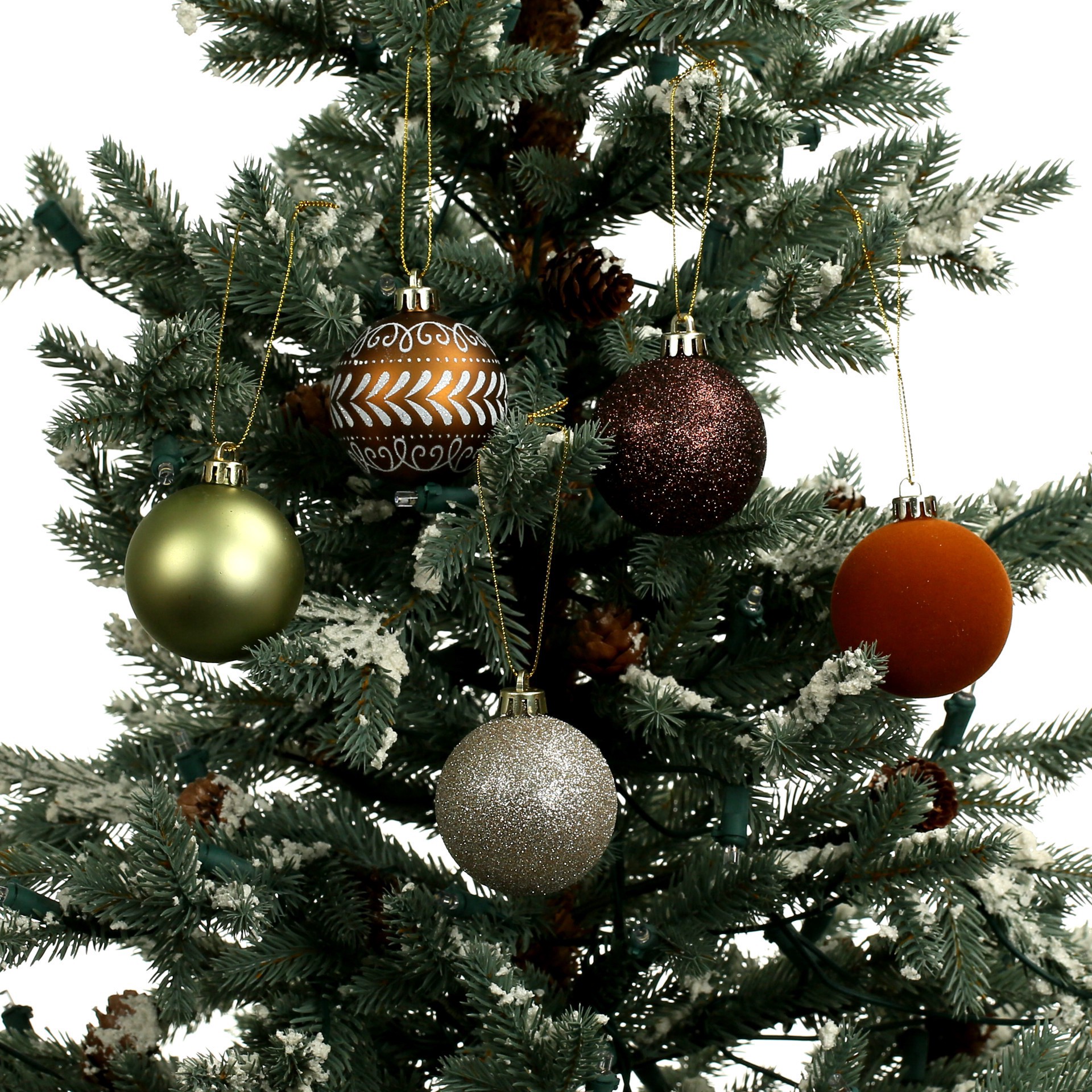 slide 3 of 3, 5 Pack 2.2" Gingerbread Forest Brown, Green & Gold Shatterproof Ball Ornaments By Ashland, 5 ct