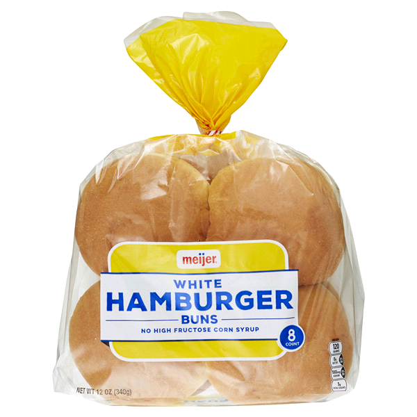 slide 1 of 1, Meijer Hamburger Buns, White, 8 ct