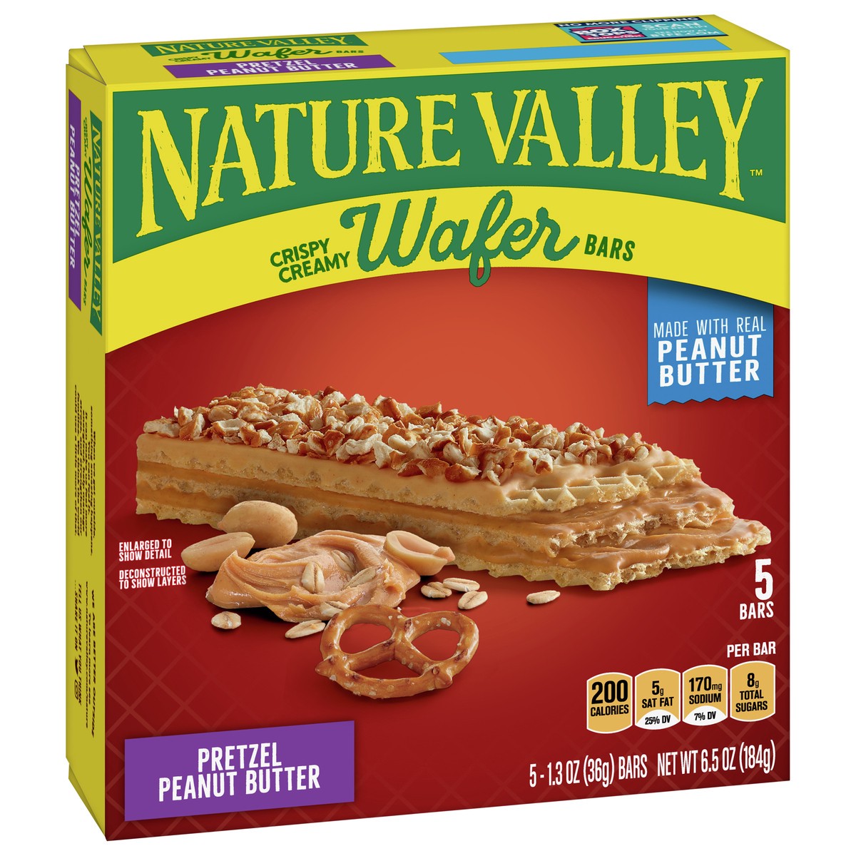 slide 4 of 14, Nature Valley Wafer Bars, Pretzel Peanut Butter, 1.3 oz, 5 ct, 5 ct