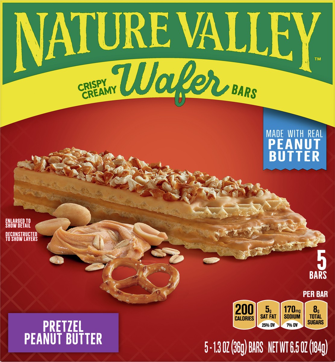 slide 14 of 14, Nature Valley Wafer Bars, Pretzel Peanut Butter, 1.3 oz, 5 ct, 5 ct