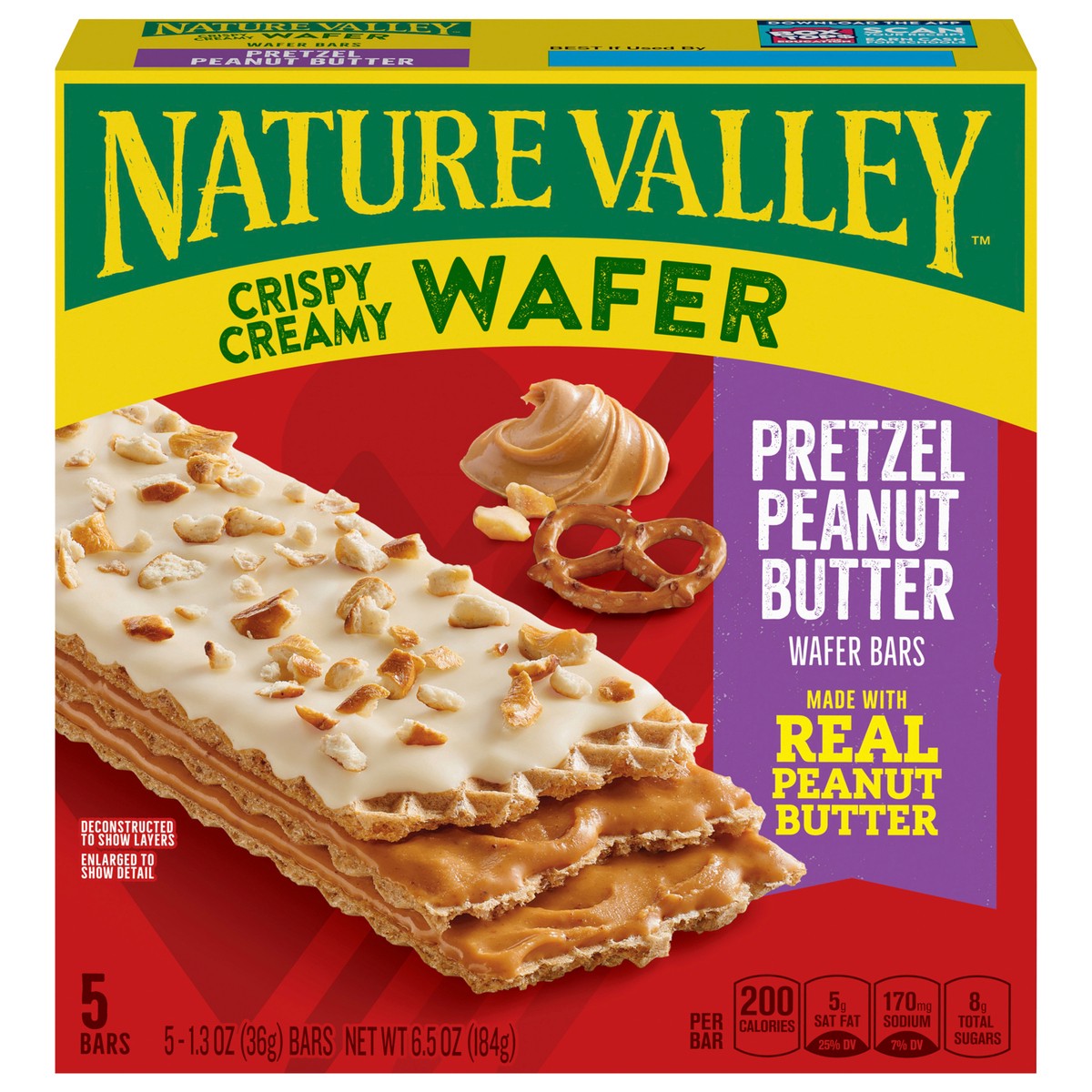 slide 1 of 14, Nature Valley Wafer Bars, Pretzel Peanut Butter, 1.3 oz, 5 ct, 5 ct