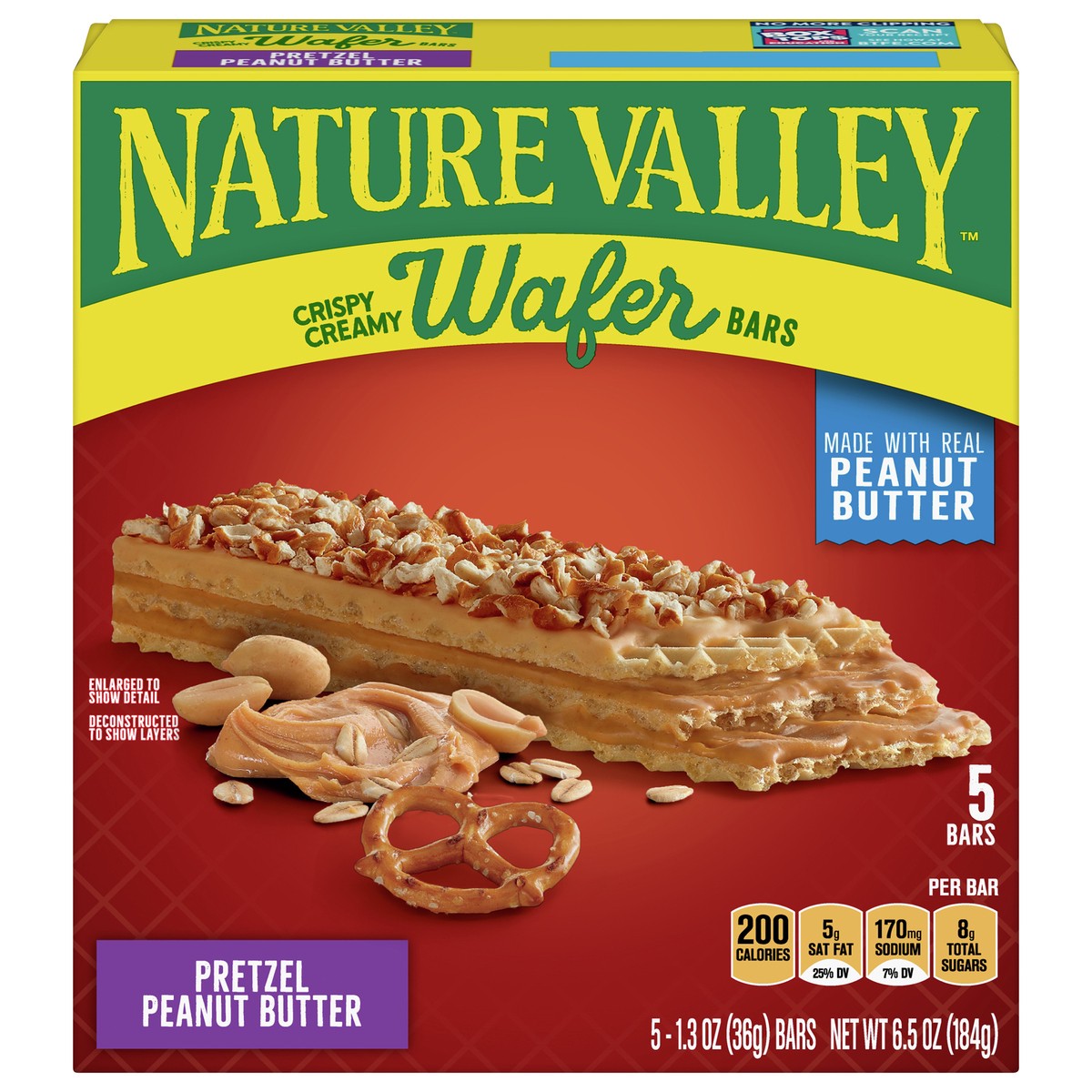 slide 13 of 14, Nature Valley Wafer Bars, Pretzel Peanut Butter, 1.3 oz, 5 ct, 5 ct