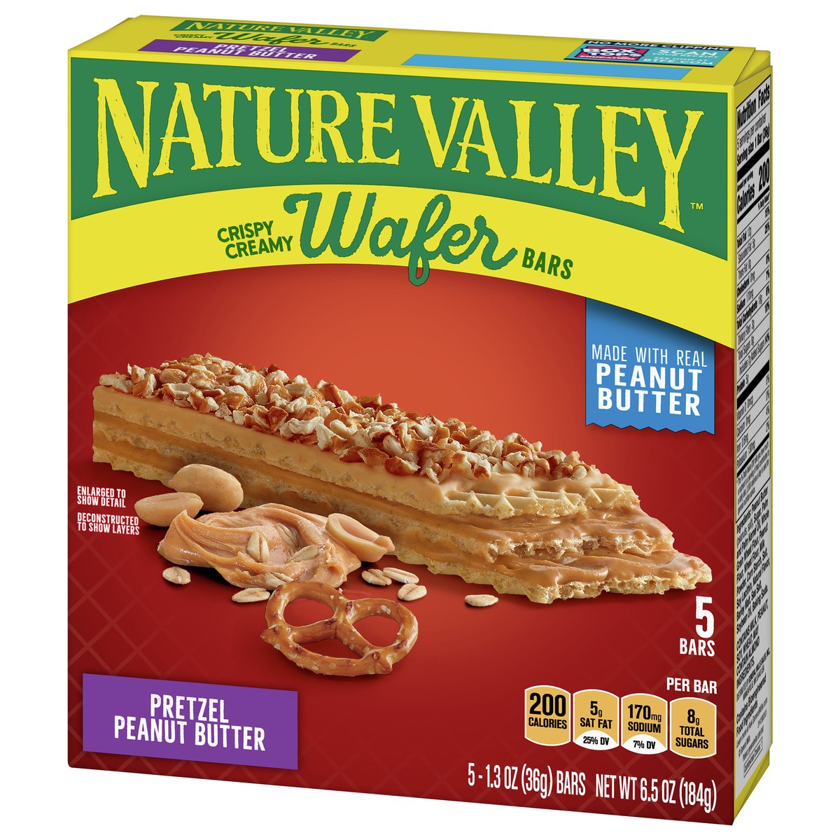 slide 2 of 14, Nature Valley Wafer Bars, Pretzel Peanut Butter, 1.3 oz, 5 ct, 5 ct