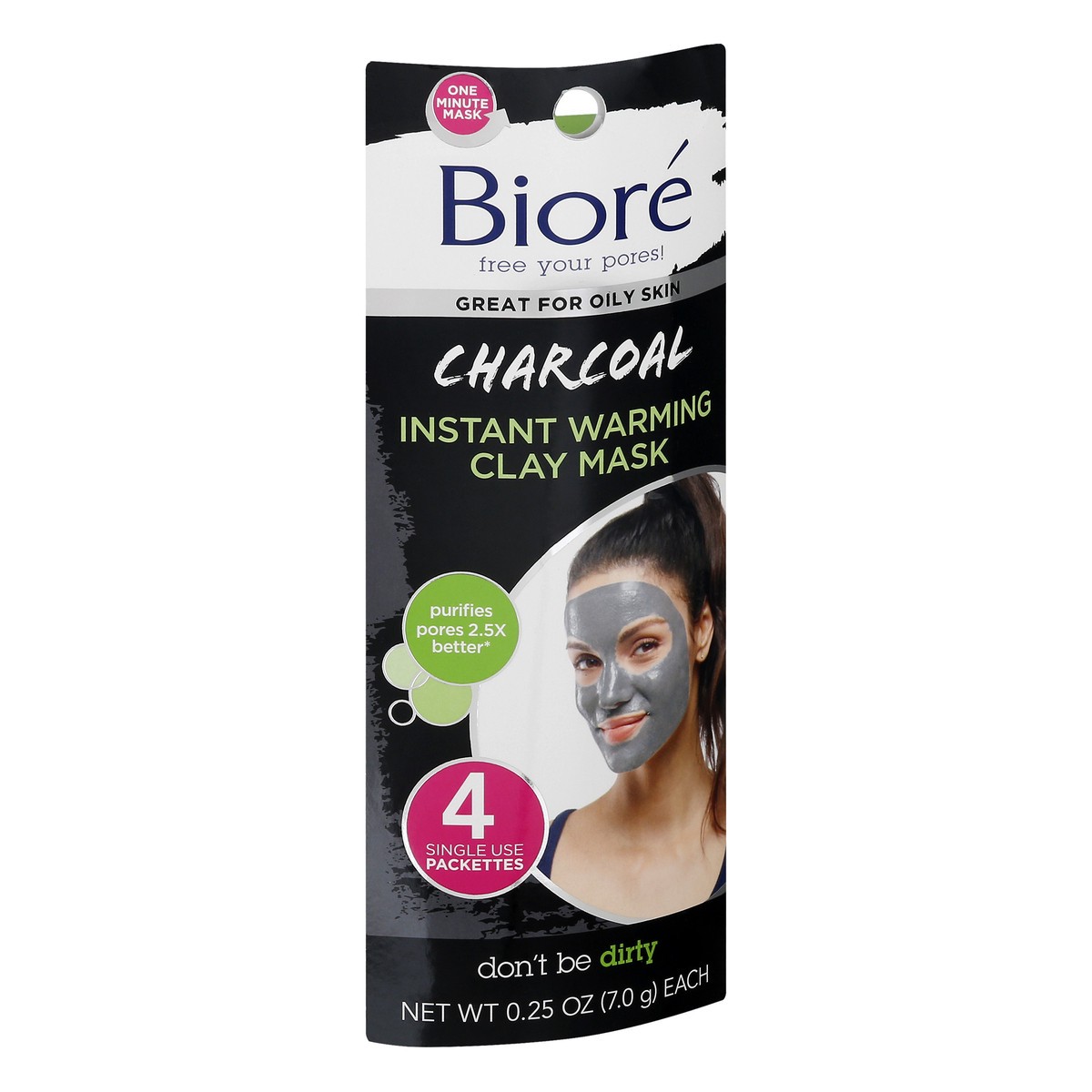 slide 4 of 9, Biore Self Heating One Minute Mask - Natural Charcoal, 4 ct