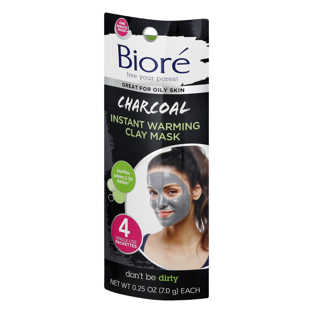 slide 9 of 9, Biore Self Heating One Minute Mask - Natural Charcoal, 4 ct