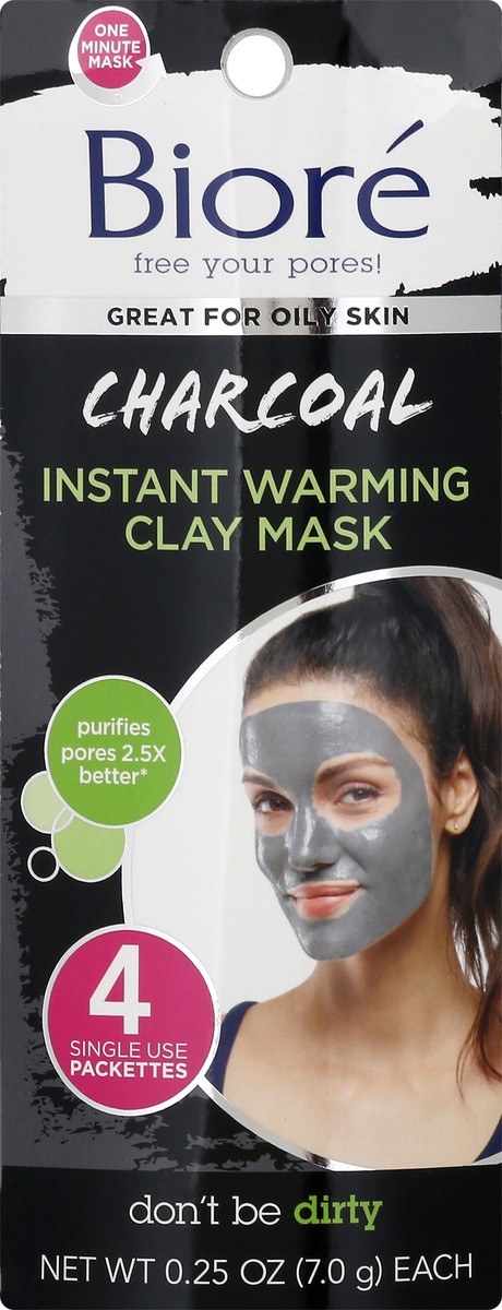 slide 8 of 9, Biore Self Heating One Minute Mask - Natural Charcoal, 4 ct