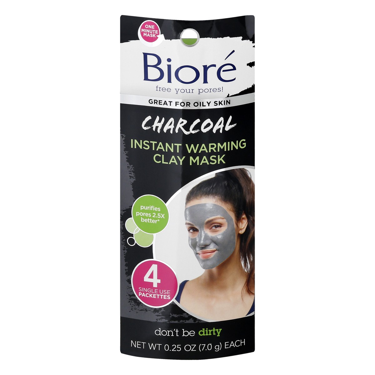 slide 1 of 9, Biore Self Heating One Minute Mask - Natural Charcoal, 4 ct