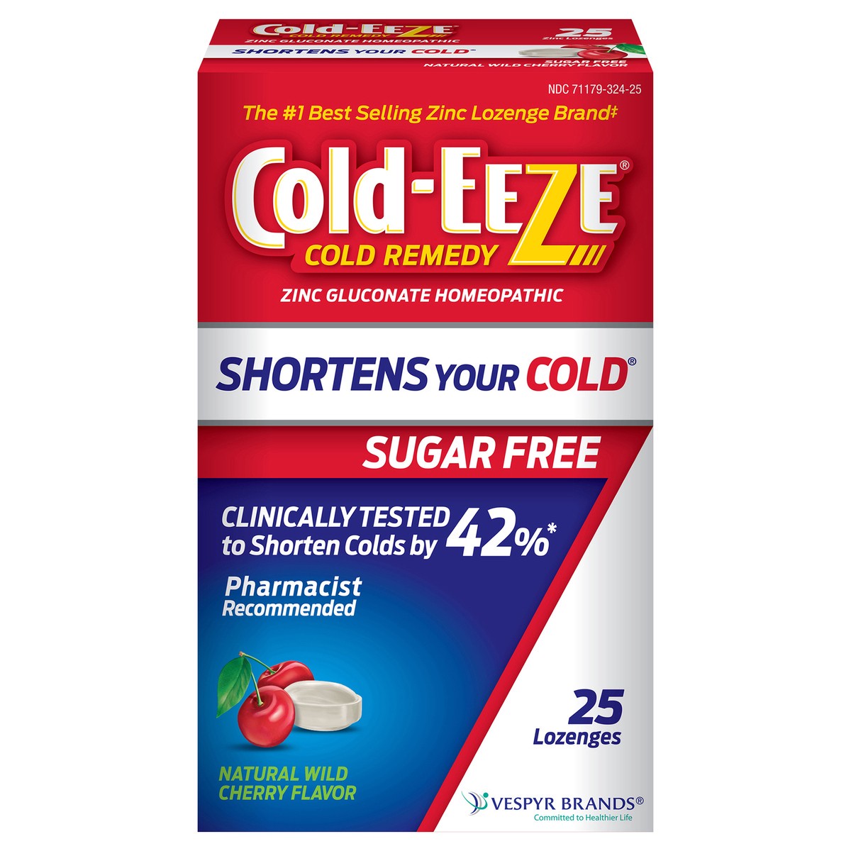 slide 1 of 9, Cold-EEZE Sugar Free Natural Cherry Flavor Lozenge, 25 ct