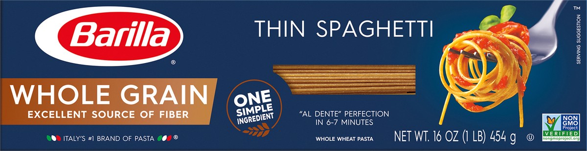 slide 6 of 9, Barilla Thin Spaghetti Whole Grain, 16 oz