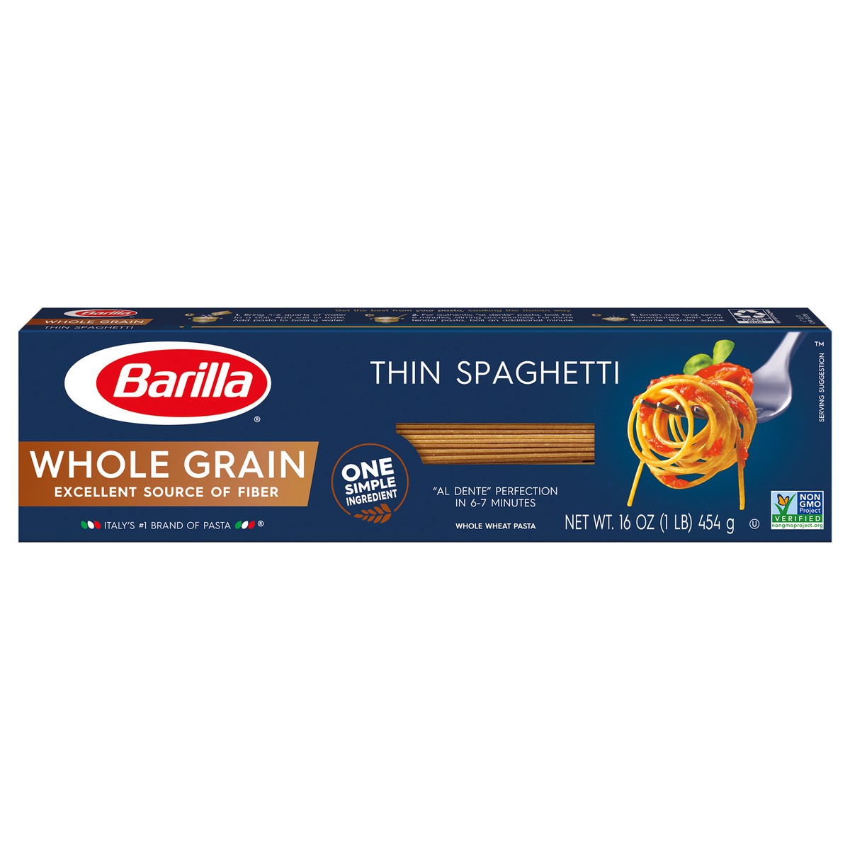 slide 1 of 9, Barilla Thin Spaghetti Whole Grain, 16 oz