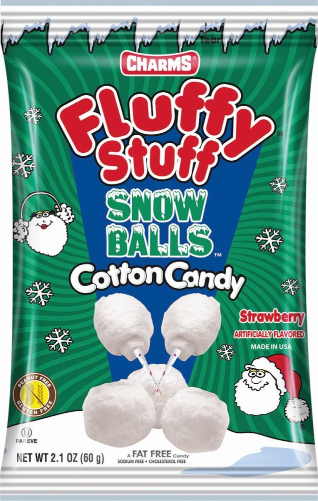 slide 1 of 3, Charms Fluffy Stuff Cotton Candy, Snow Balls, Strawberry, 2.1 oz