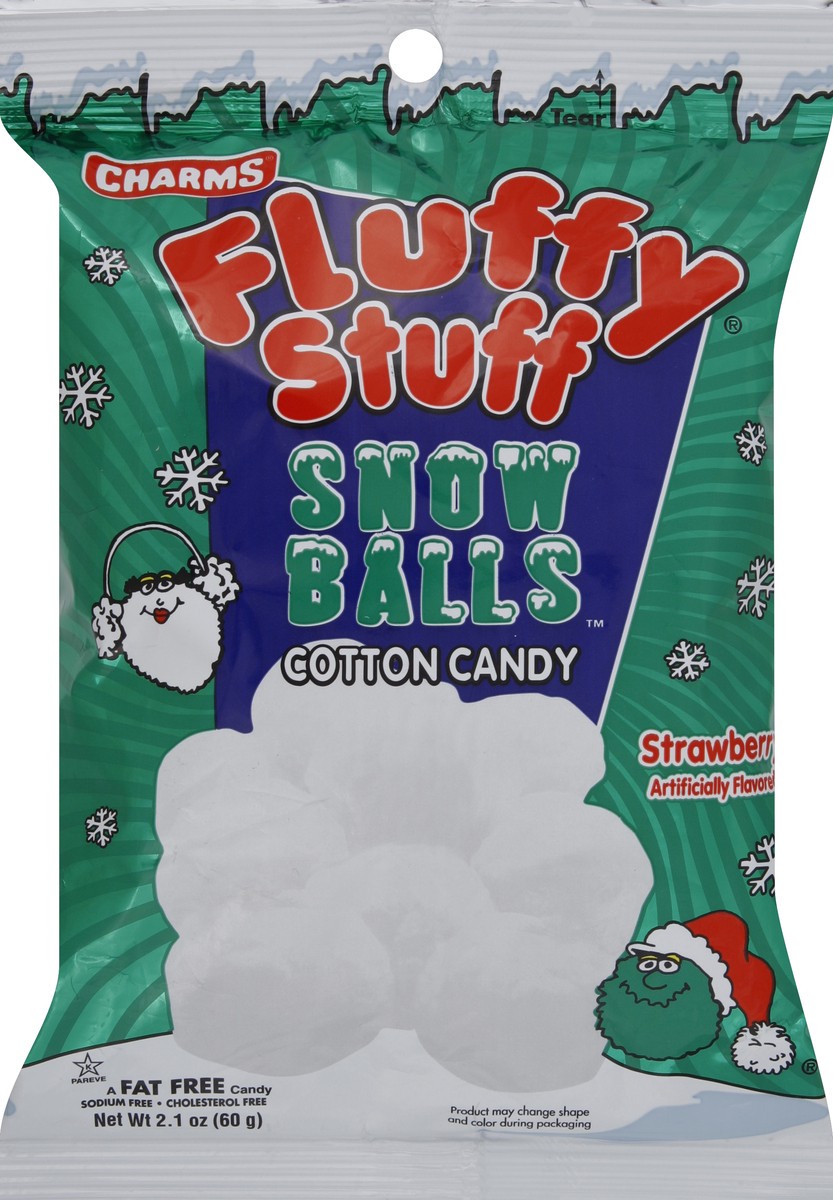 slide 2 of 3, Charms Fluffy Stuff Cotton Candy, Snow Balls, Strawberry, 2.1 oz