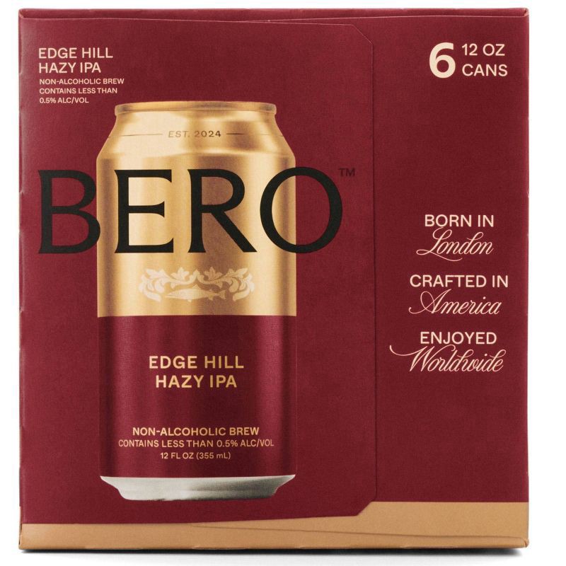 slide 4 of 4, Bero Non-Alcoholic Edge Hill Hazy IPA Beer 6 - 12 oz Cans, 6 ct