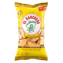 El Ranchero Unsalted Tortilla Chips 14 oz