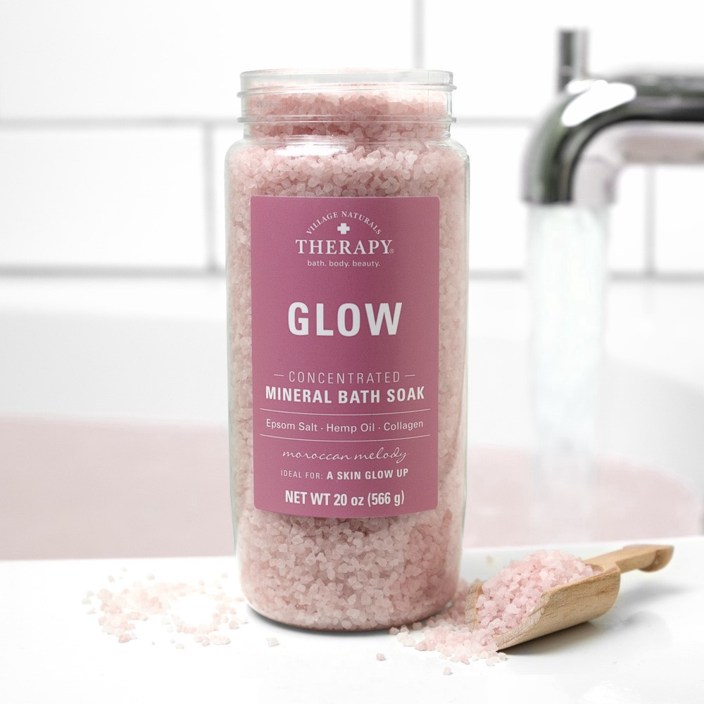 slide 4 of 6, Village Naturals Therapy Glow Concetrated Mineral Bath Soak, 20 oz