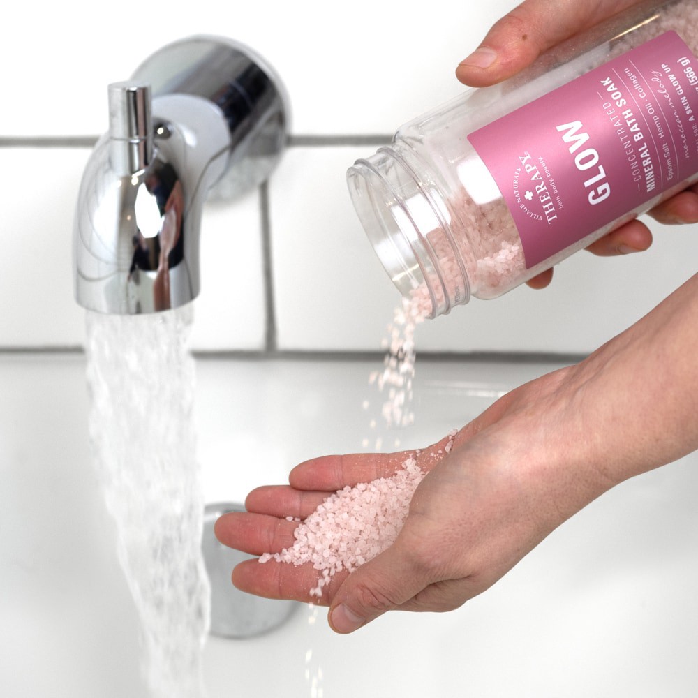 slide 3 of 6, Village Naturals Therapy Glow Concetrated Mineral Bath Soak, 20 oz