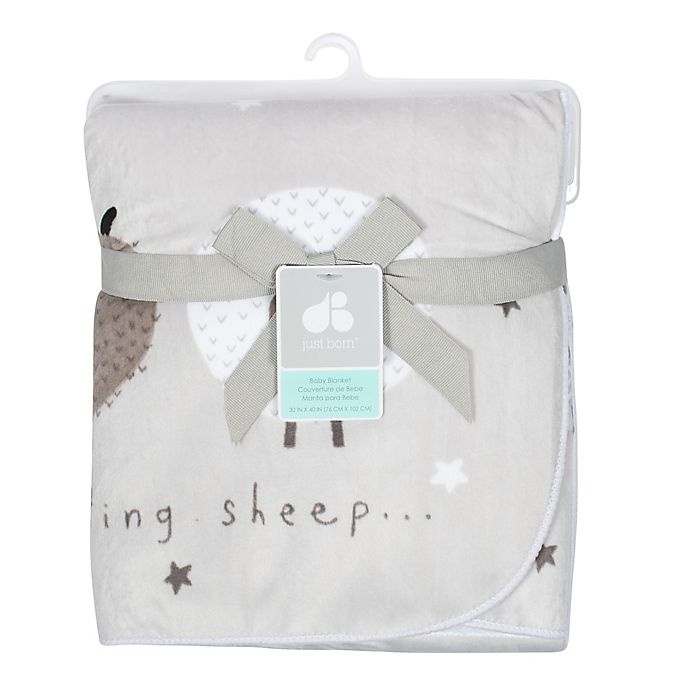 slide 4 of 4, Just Born One World Counting Sheep Baby Blanket - Grey, 1 ct