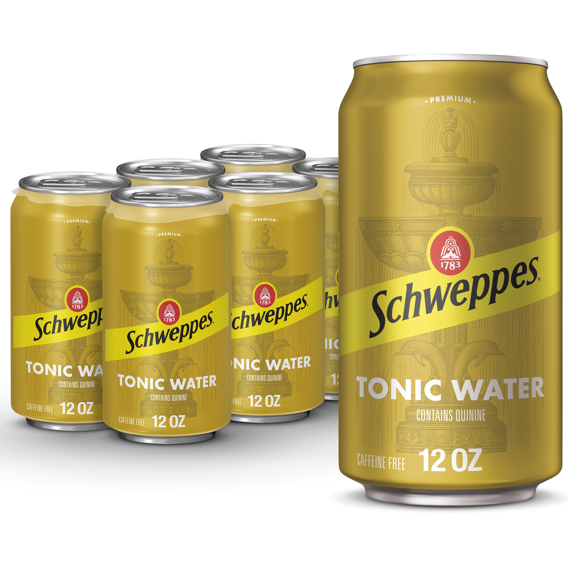 slide 1 of 1, Schweppes Tonic Water, 12 fl oz cans, 6 pack, 6 ct