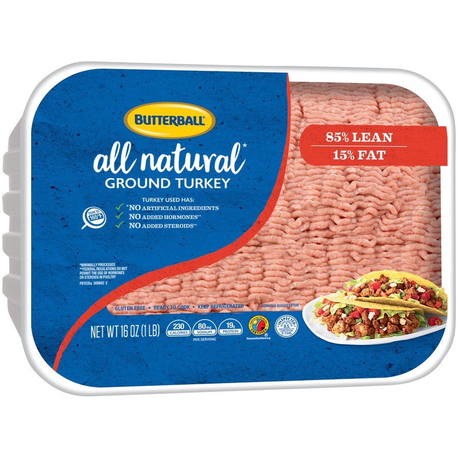 slide 2 of 8, Butterball All Natural Ground Turkey, 16 oz