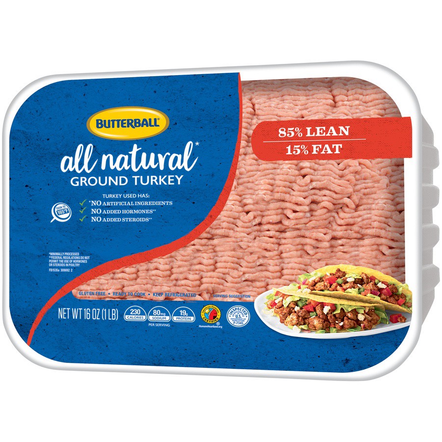 slide 3 of 8, Butterball All Natural Ground Turkey, 16 oz