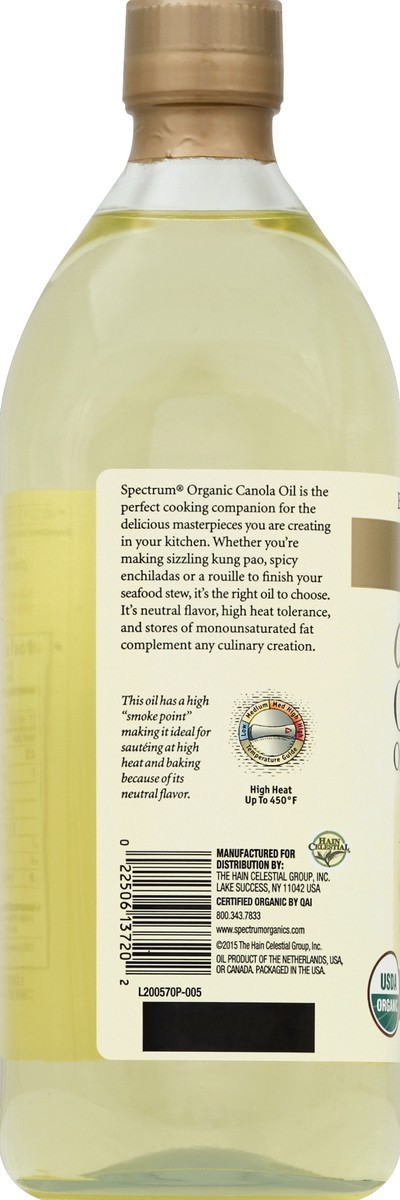 slide 6 of 8, Spectrum Naturals Refined Organic Canola Oil, 32 fl oz