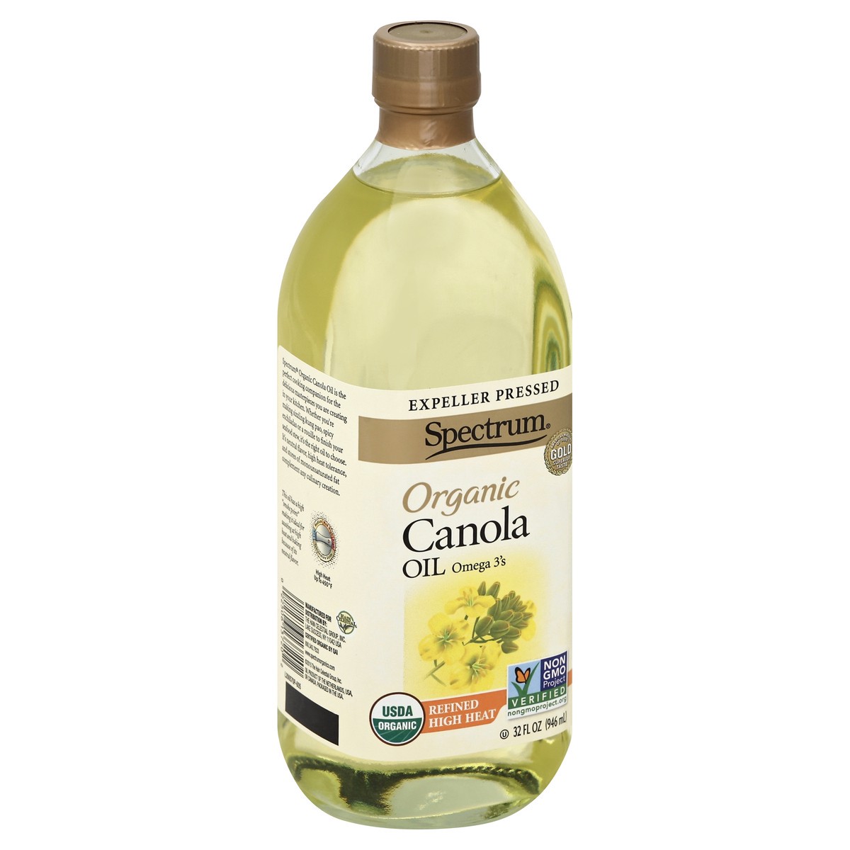 slide 2 of 8, Spectrum Naturals Refined Organic Canola Oil, 32 fl oz