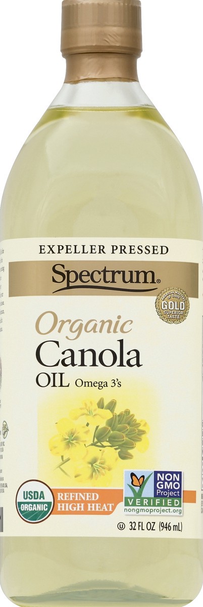 slide 1 of 8, Spectrum Naturals Refined Organic Canola Oil, 32 fl oz