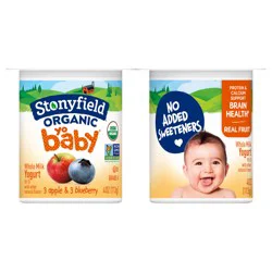 Stonyfield Organic YoBaby 6+ Months Whole Milk Apple & Blueberry Yogurt 6 - 4 oz Cups