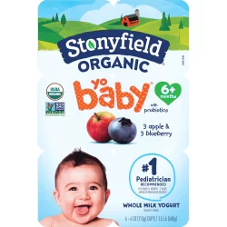 Stonyfield Organic YoBaby Whole Milk Baby Yogurt with Probiotics Apple & Blueberry