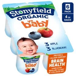 Stonyfield Organic YoBaby 6+ Months Whole Milk Apple & Blueberry Yogurt 6 - 4 oz Cups