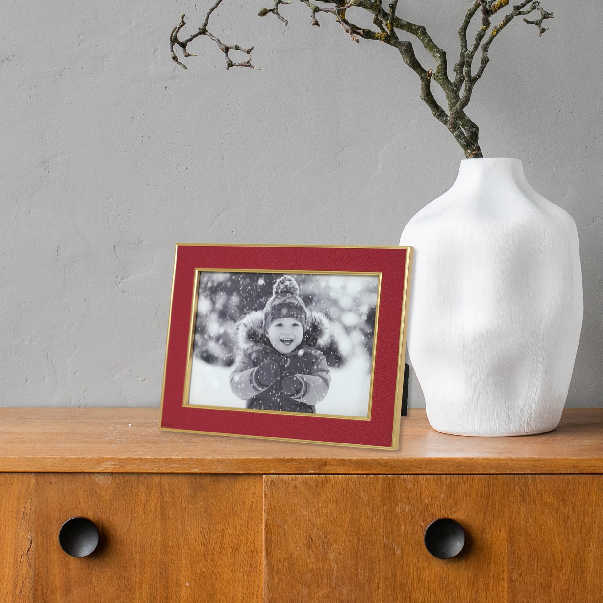 slide 4 of 6, 5" X 7" Red & Gold Fabric Plastic Frame By Studio Decor, 5 in x 7 in