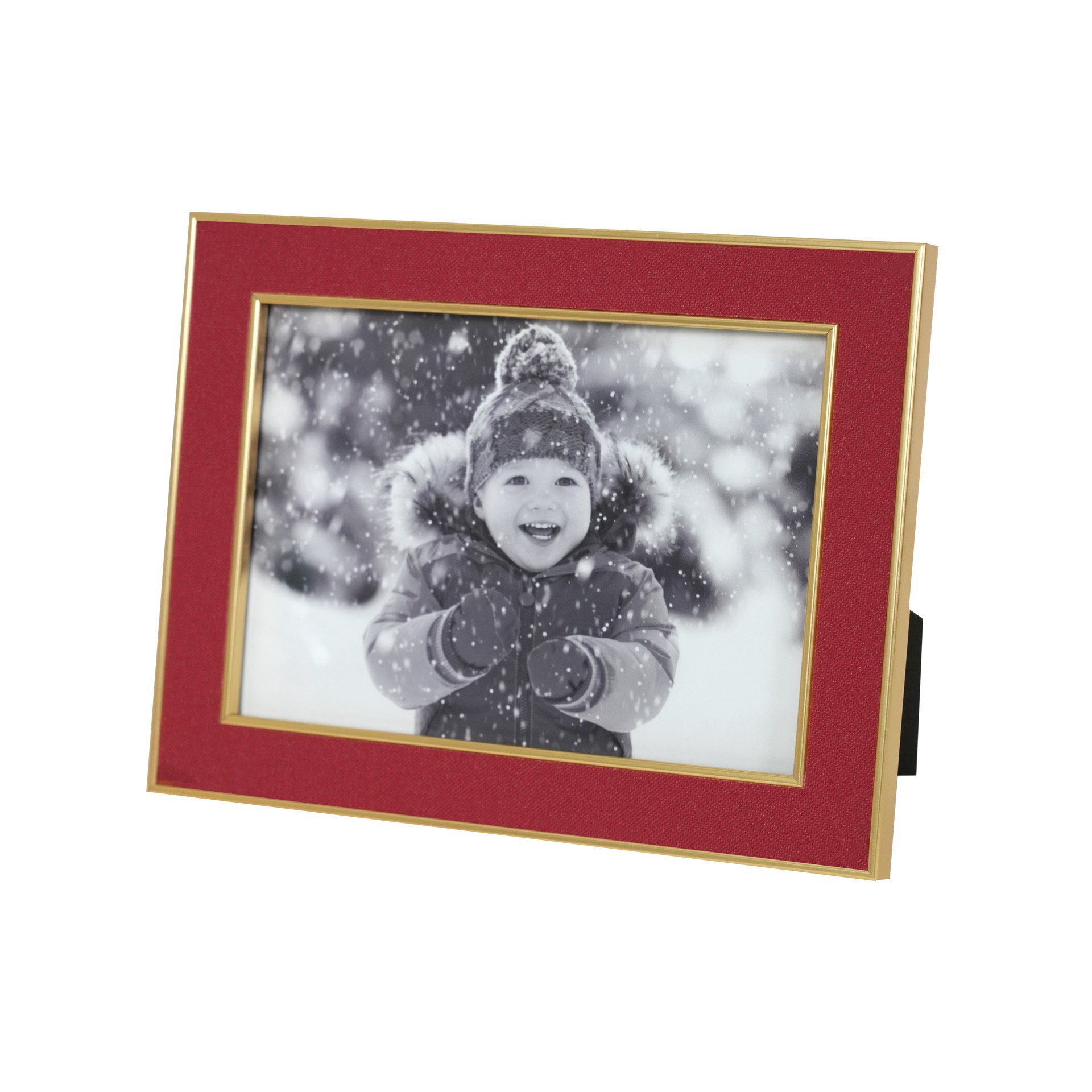 slide 2 of 6, 5" X 7" Red & Gold Fabric Plastic Frame By Studio Decor, 5 in x 7 in