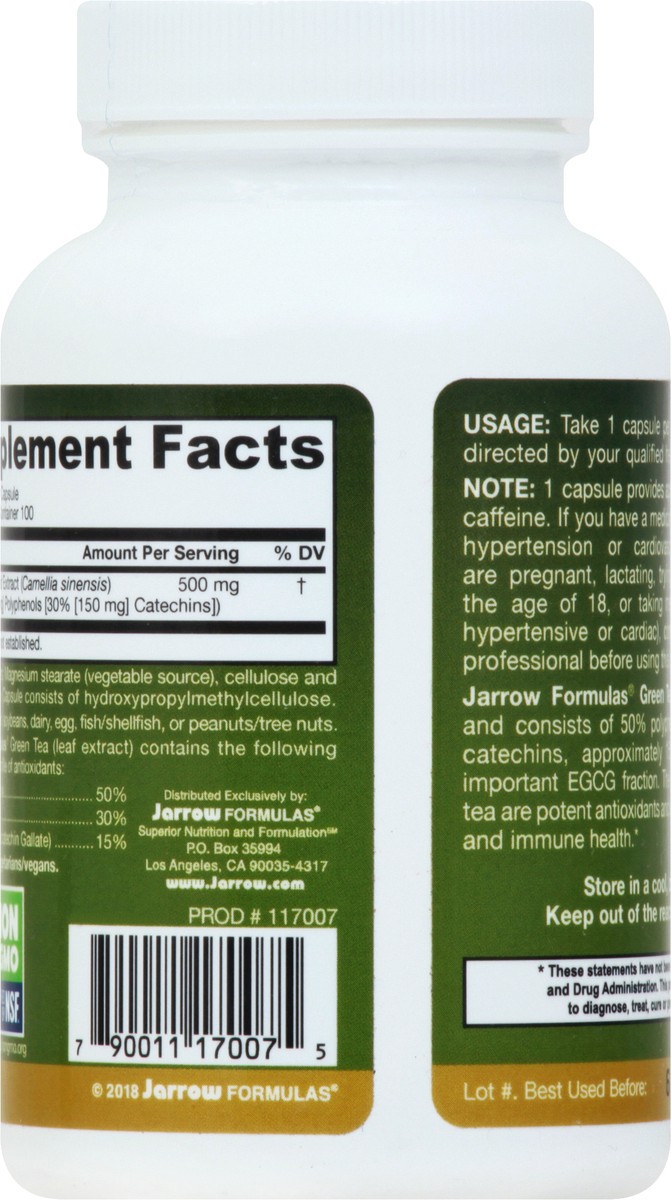 slide 5 of 9, Jarrow Formulas 500 mg Veggie Capsules Green Tea 100 ea, 100 ct