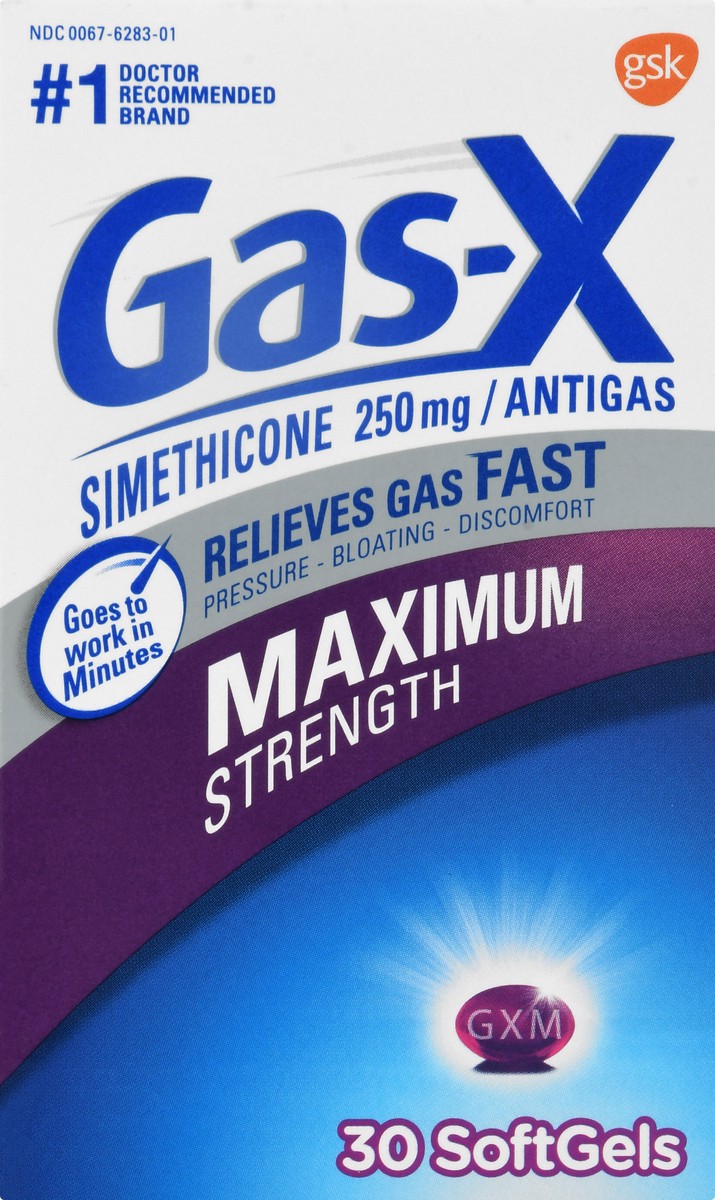 slide 7 of 12, Gas-X 250 mg Maximum Strength Softgels Antigas 30 ea, 30 ct