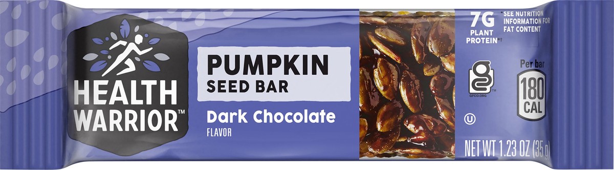 slide 6 of 7, Health Warrior Pumpkin Seed Bar Dark Chocolate 1.23 Oz, 1.23 oz