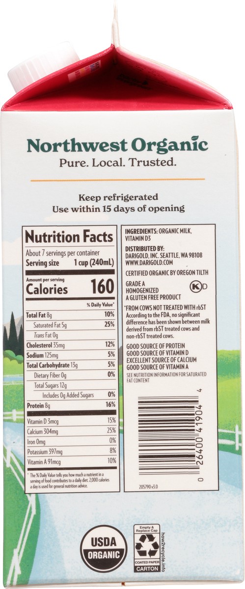 slide 5 of 9, Darigold Northwest Organic Whole Milk 59 fl oz, 59 fl oz