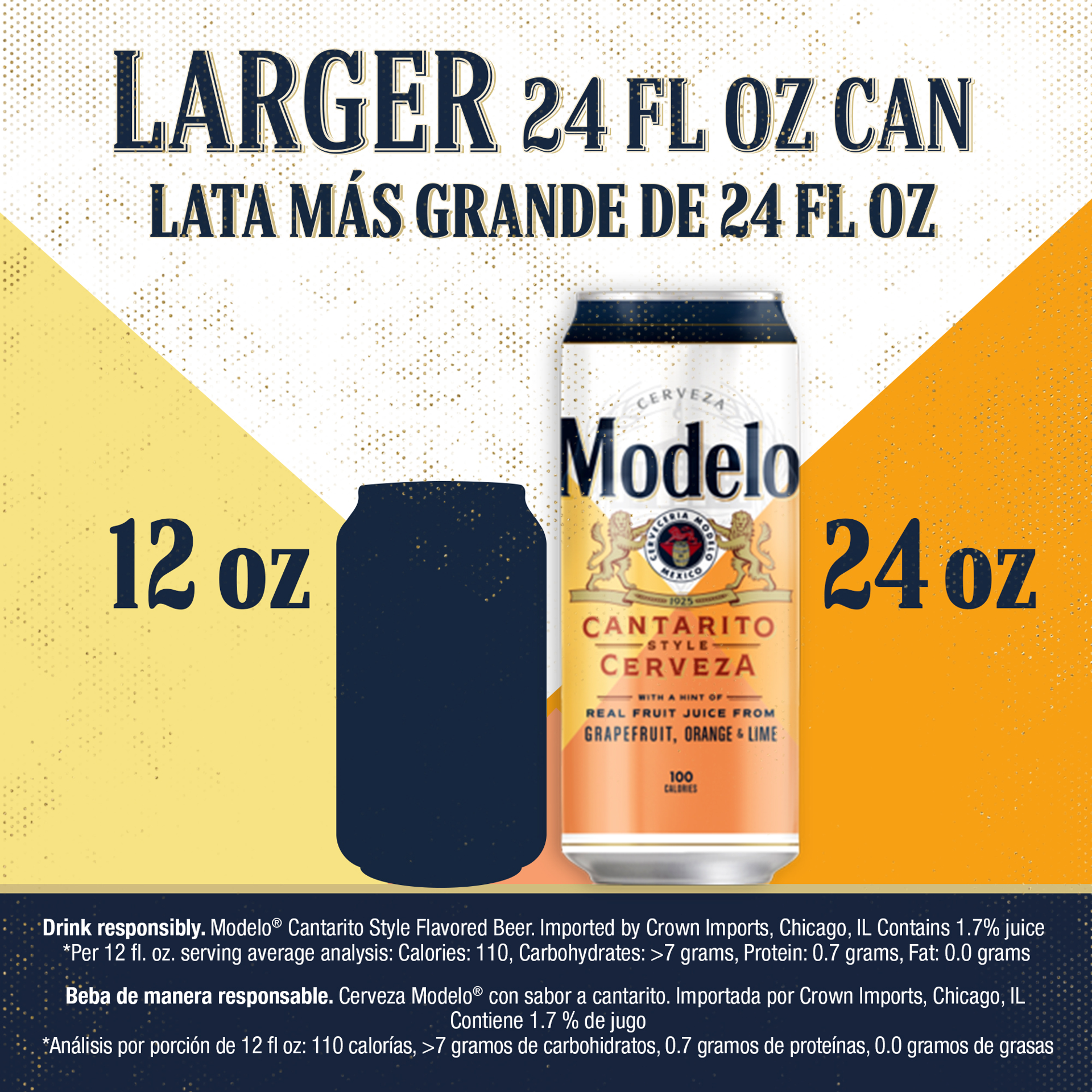 slide 6 of 8, Modelo Cantarito Style Cerveza Lager Mexican Beer, 24 fl oz Can, 4.0% ABV, 24 fl oz