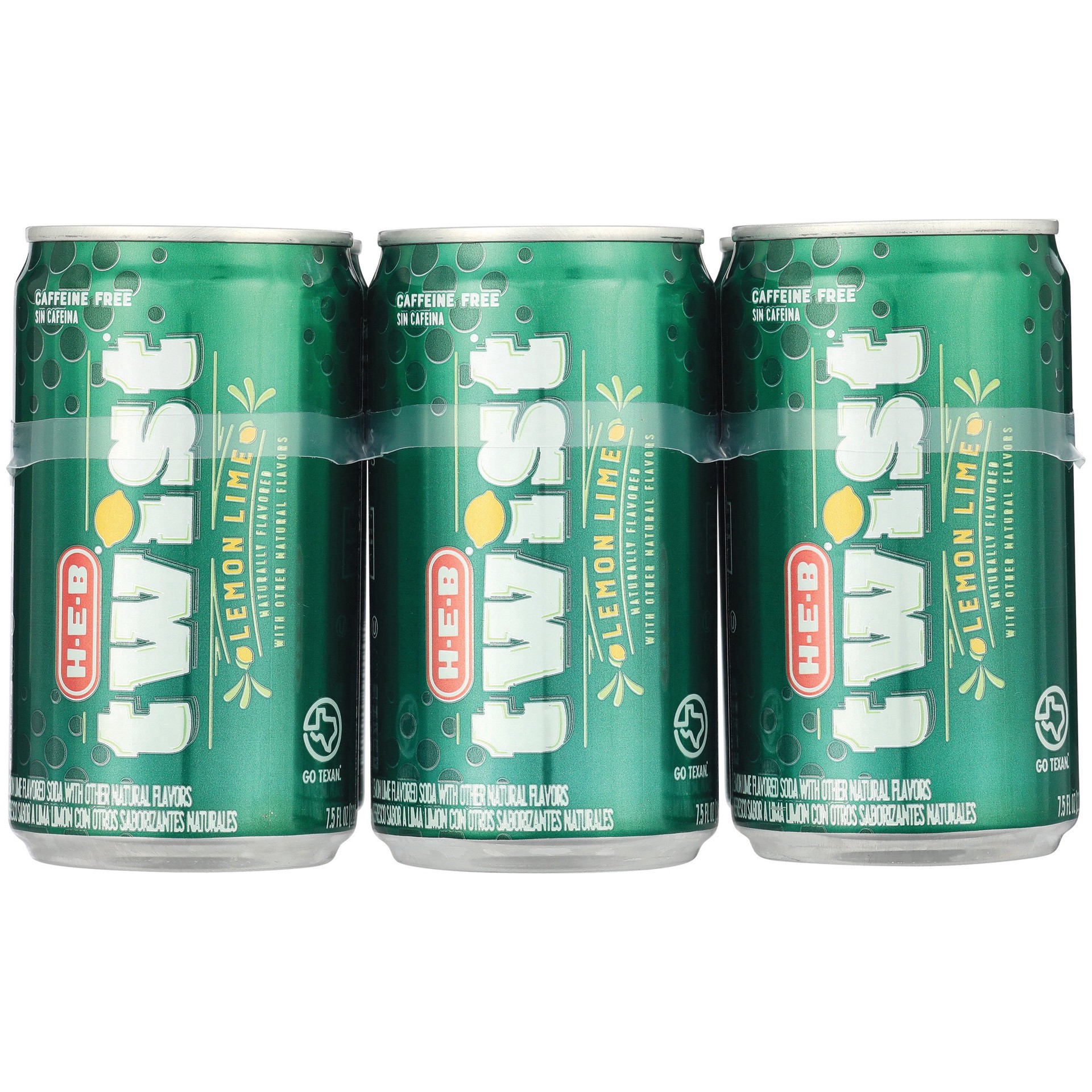 slide 1 of 1, H-E-B Twist Lemon Lime Soda 6 pk Mini Cans, 6 ct