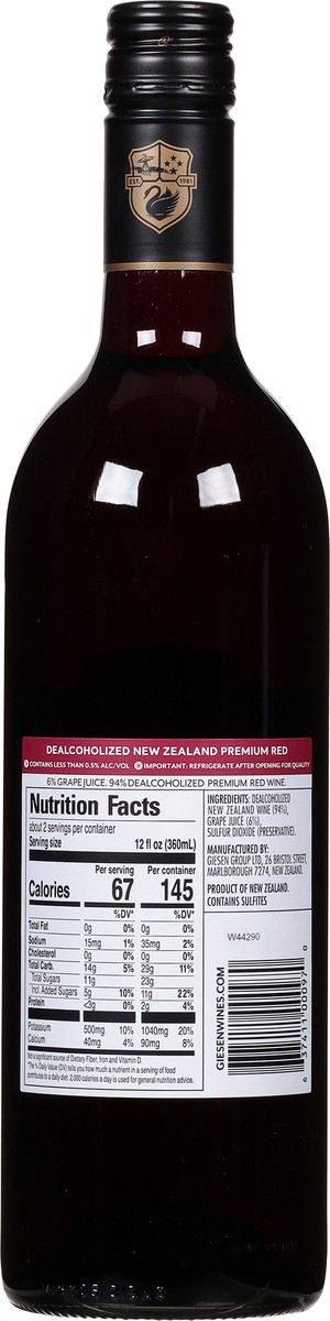 slide 7 of 13, Giesen 0% Dealcoholized New Zealand Premium Red Wine 25.4 fl oz, 25.4 fl oz