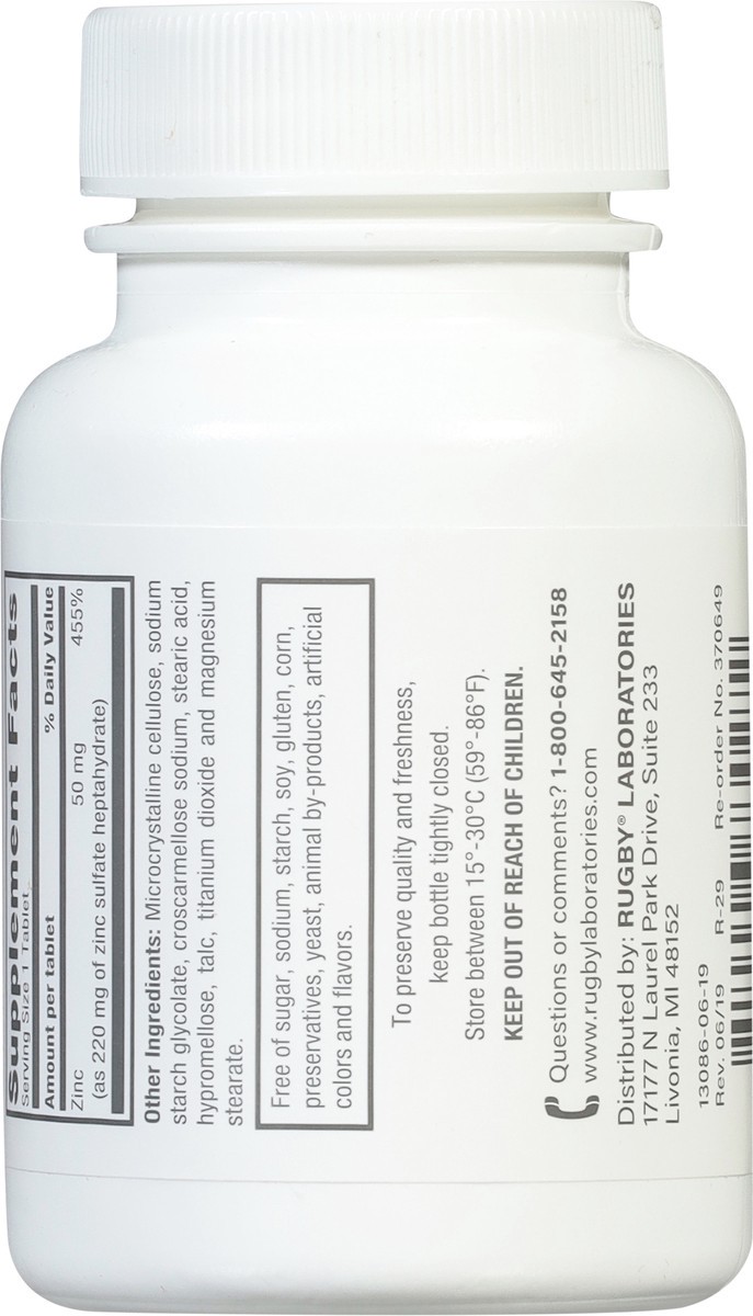 slide 13 of 13, Rugby 220 mg Zinc Sulfate 100 Tablets, 1000 ct