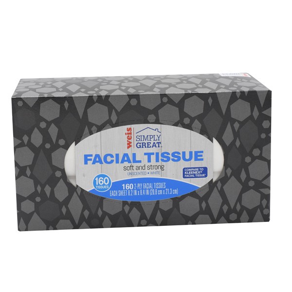 slide 1 of 1, Weis Quality Regular Facial Tissues, 160 1 ct