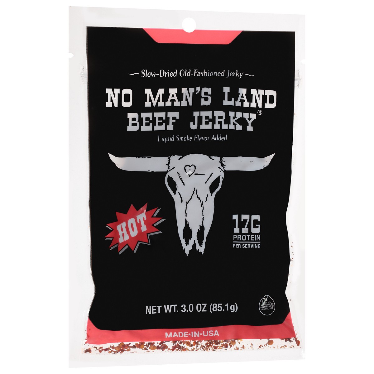 slide 2 of 9, No Man's Land Hot Beef Jerky, 3 oz