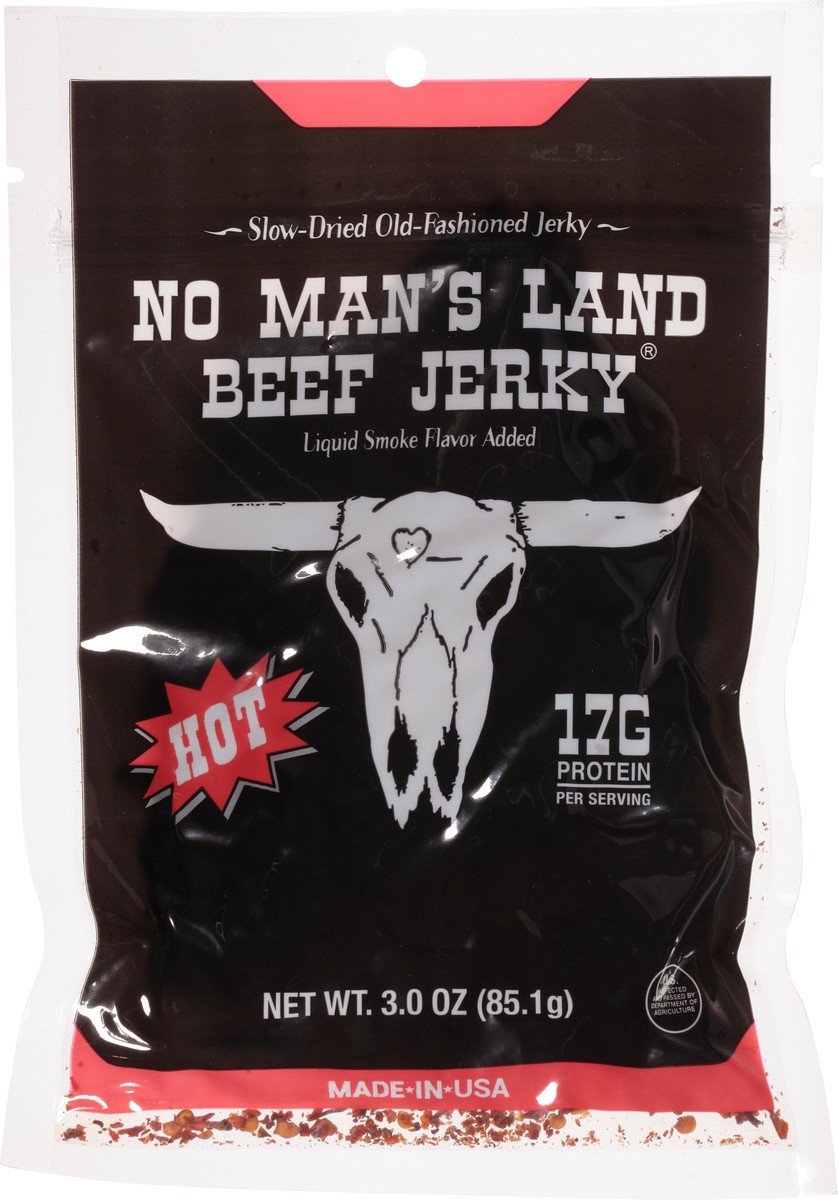 slide 6 of 9, No Man's Land Hot Beef Jerky, 3 oz