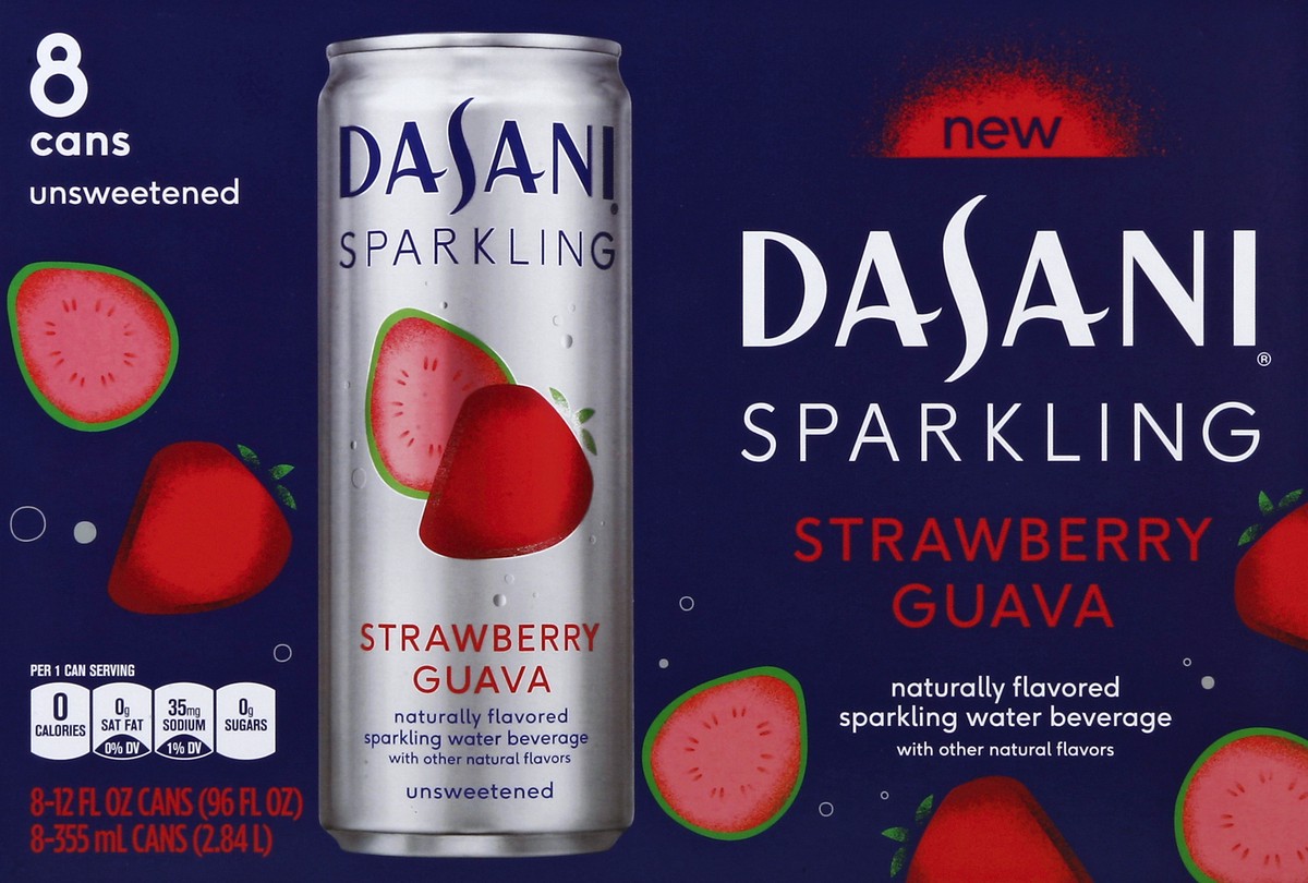 slide 6 of 6, DASANI Sparkling Water Strawberry Guava Zero Calories, 12 fl oz, 8 Pack, 8 ct; 12 fl oz