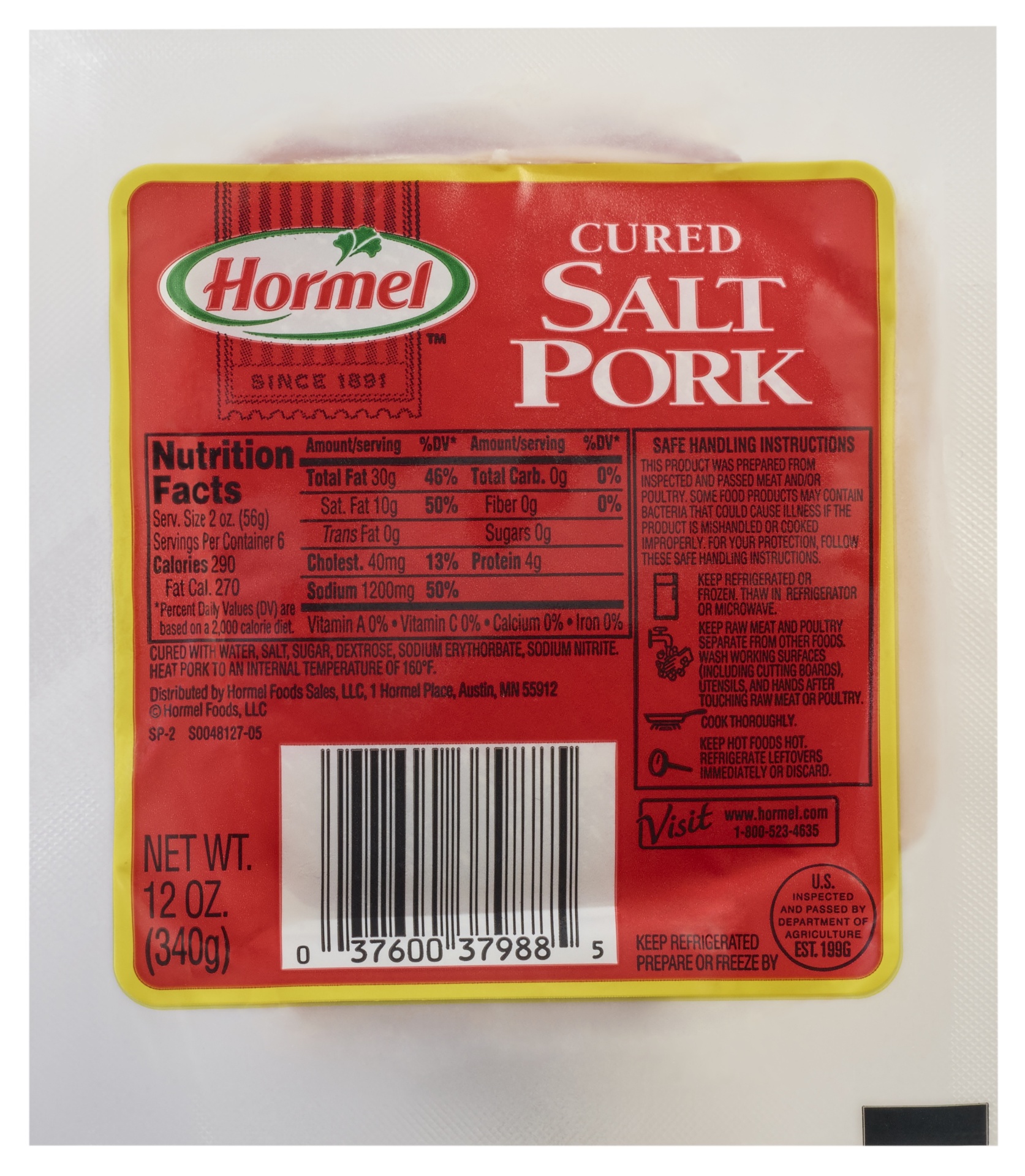 slide 1 of 1, Hormel Whole Salt Pork - 12 Oz, 12 oz