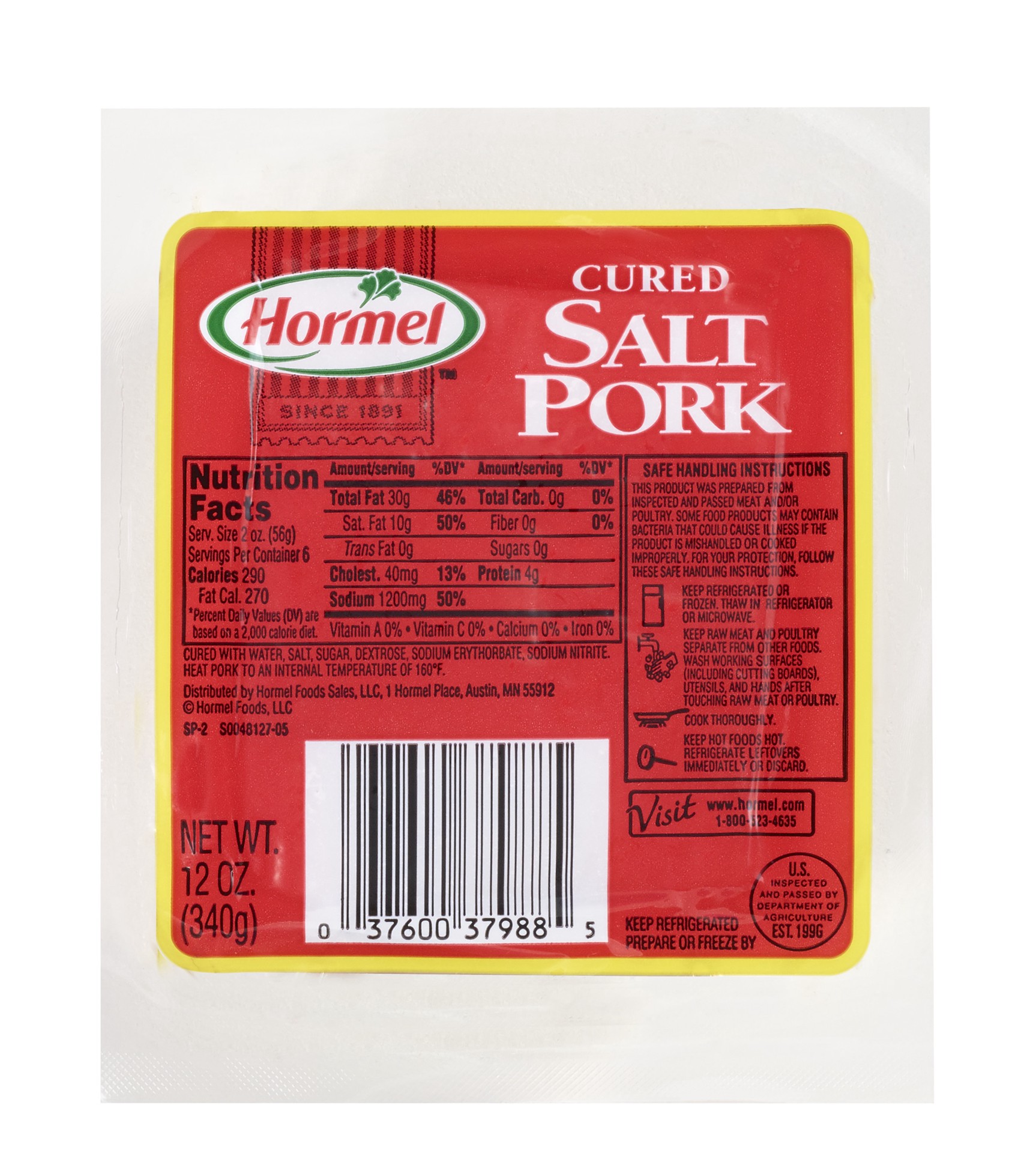 slide 1 of 2, Hormel Cured Salt Pork, Vac-Pack, 12 oz